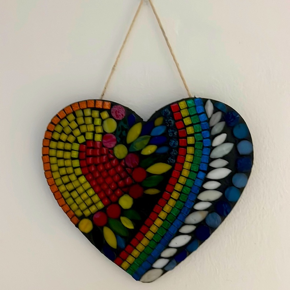 Heart shape mosaic wall art